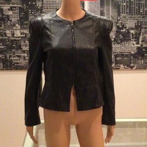Faux leather peplum jacket